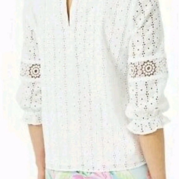 LILLY PULITZER’S JOURDANA TOP- RESORT WHITE STARBURST EYELET-Sz 12 •NWT• - Picture 2 of 4